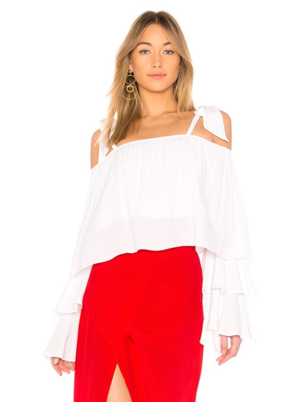 SWF Sabrina Ruffle Top in White